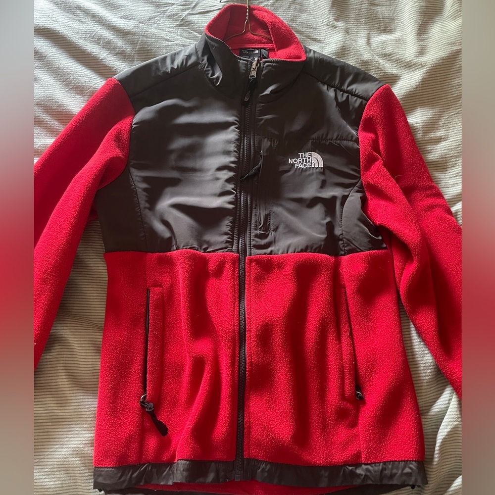 Red and charcoal North Face zip up fleece. Sz M. NWOT